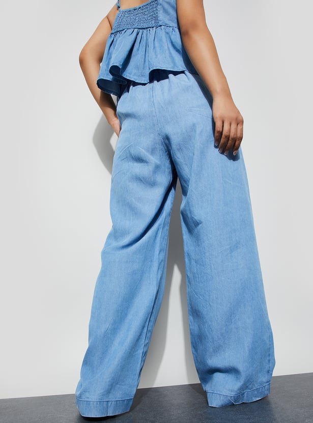 GINGER Washed Wide Leg Jeans