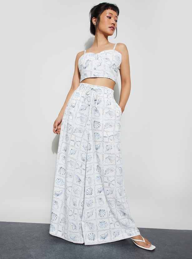 GINGER Printed Wide Leg Trousers