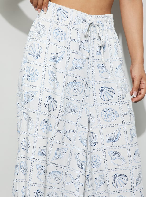 GINGER Printed Wide Leg Trousers