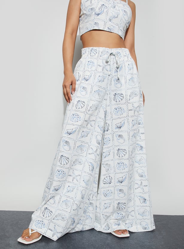 GINGER Printed Wide Leg Trousers