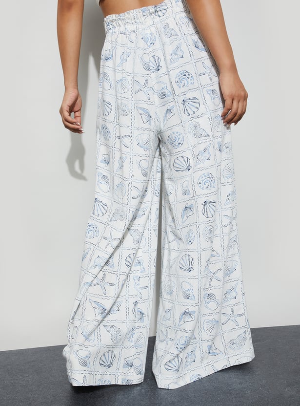 GINGER Printed Wide Leg Trousers