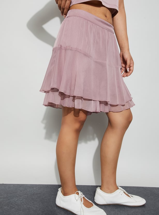 GINGER Solid Layered Skirt
