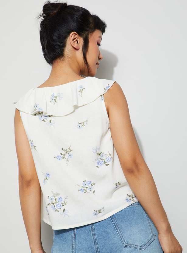 GINGER Floral Print Ruffle Top