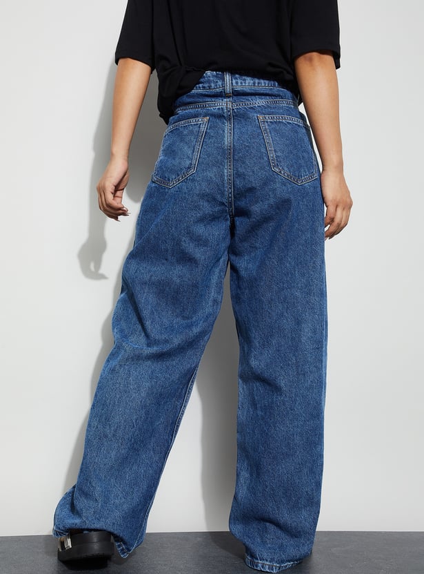 GINGER Distressed Wide-Leg Jeans