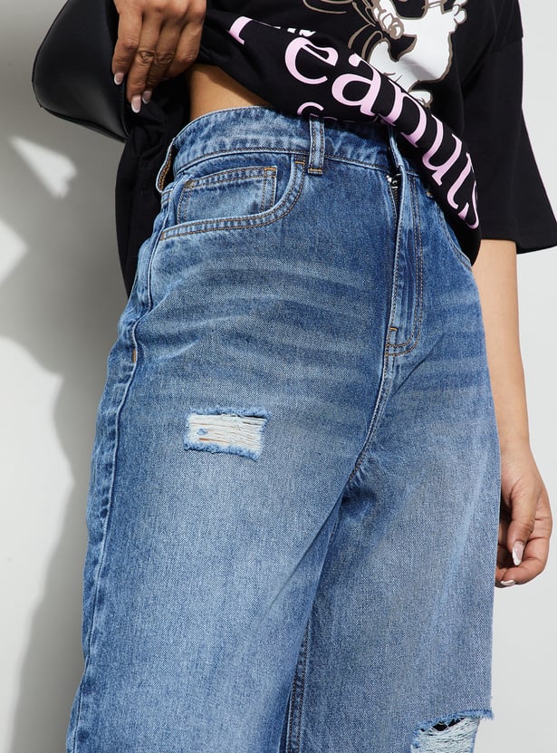 GINGER Distressed Wide-Leg Jeans