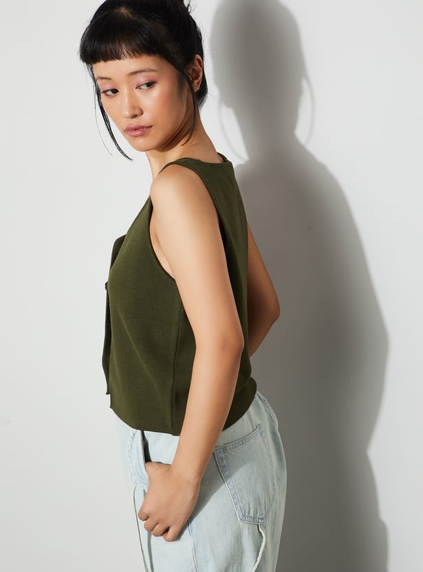 GINGER Solid Vest Style Top