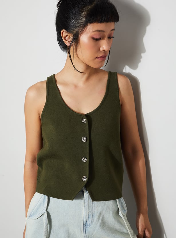 GINGER Solid Vest Style Top