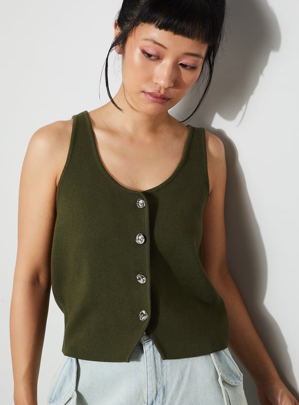 GINGER Solid Vest Style Top