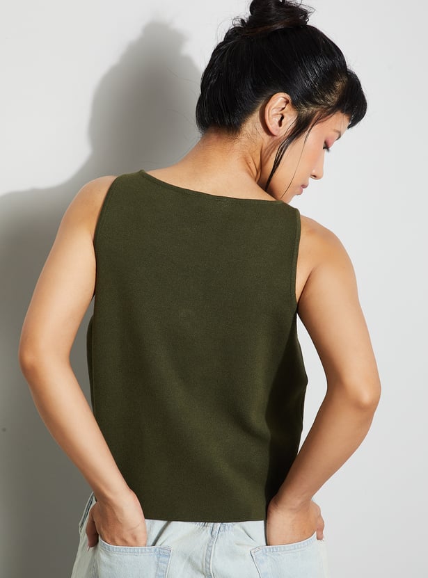 GINGER Solid Vest Style Top