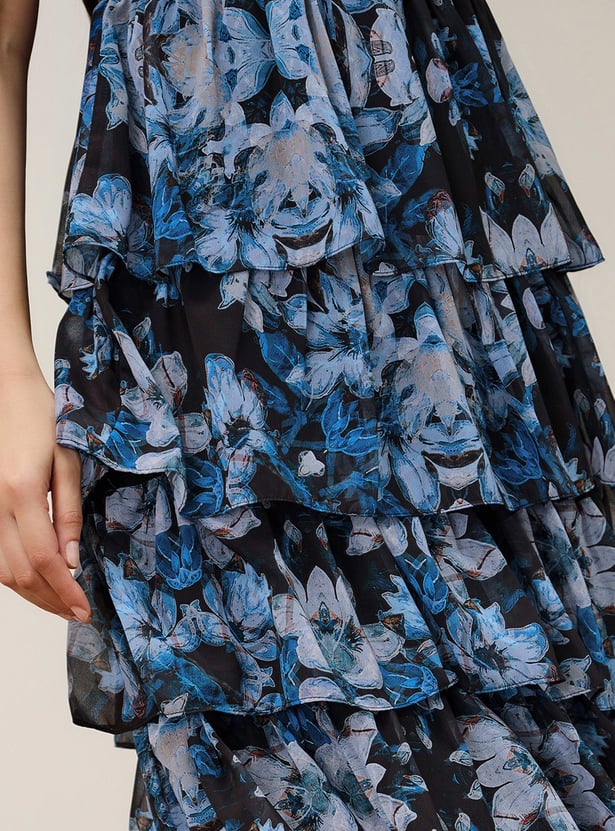 AND Floral Print Halter Neck Layered Dress