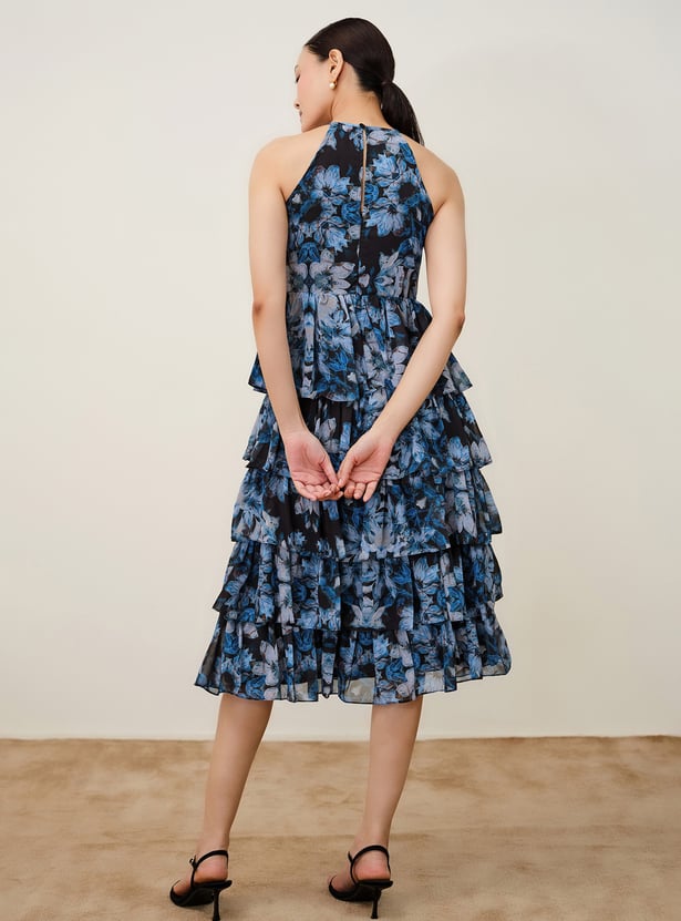 AND Floral Print Halter Neck Layered Dress