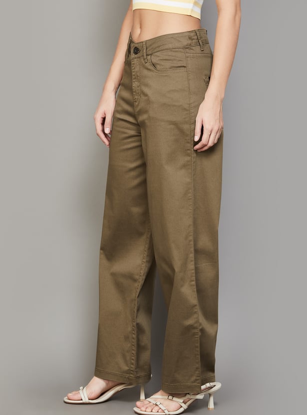 XPOSE Solid Wide-Leg Trousers