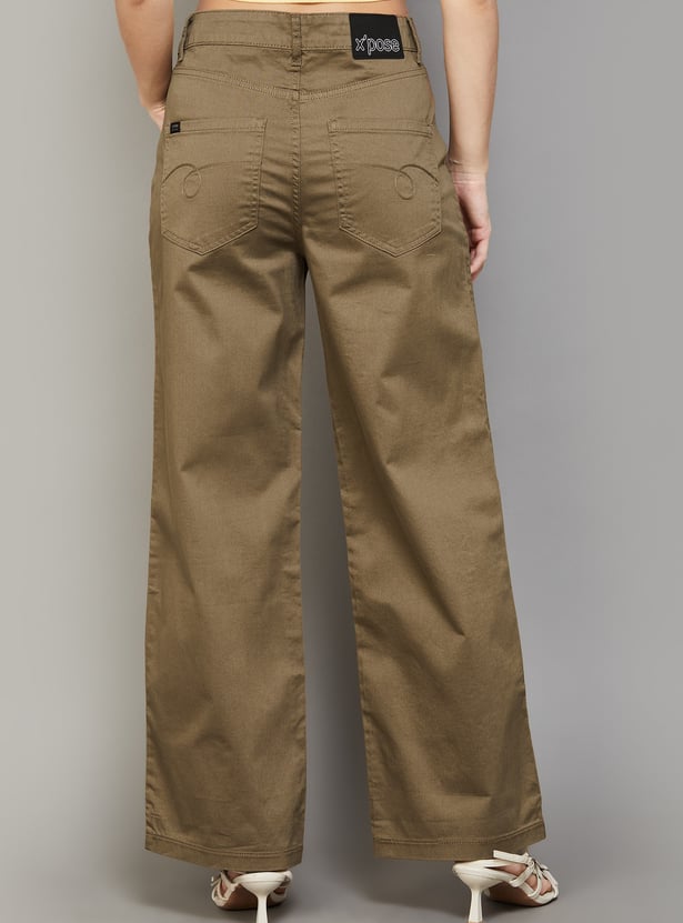XPOSE Solid Wide-Leg Trousers