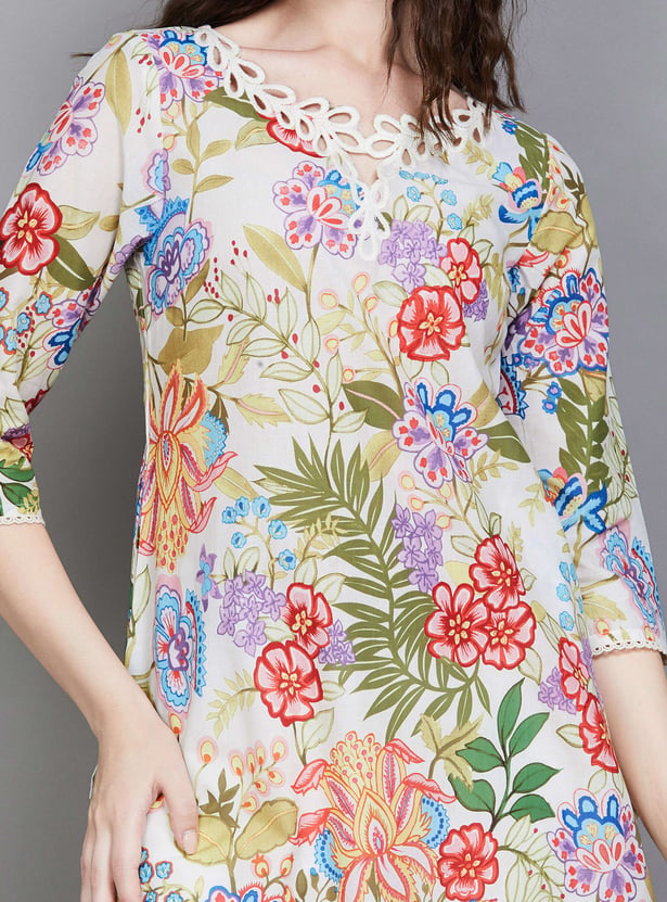 W Floral Print Straight Kurta