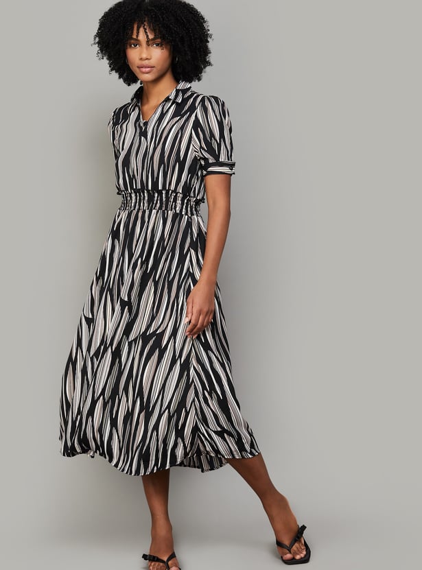 LATIN QUARTERS Striped Smocked Midi Dress