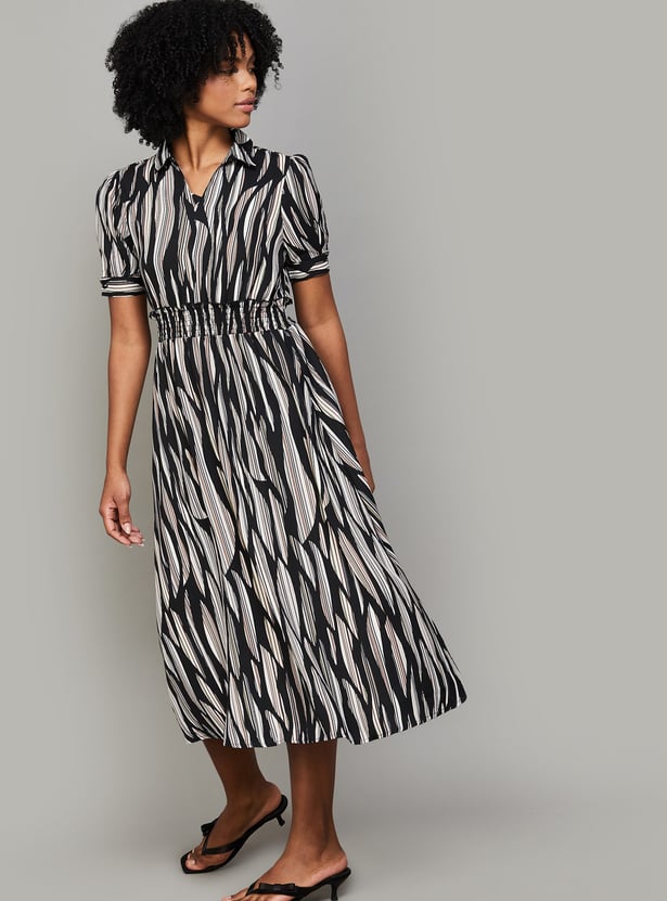 LATIN QUARTERS Striped Smocked Midi Dress
