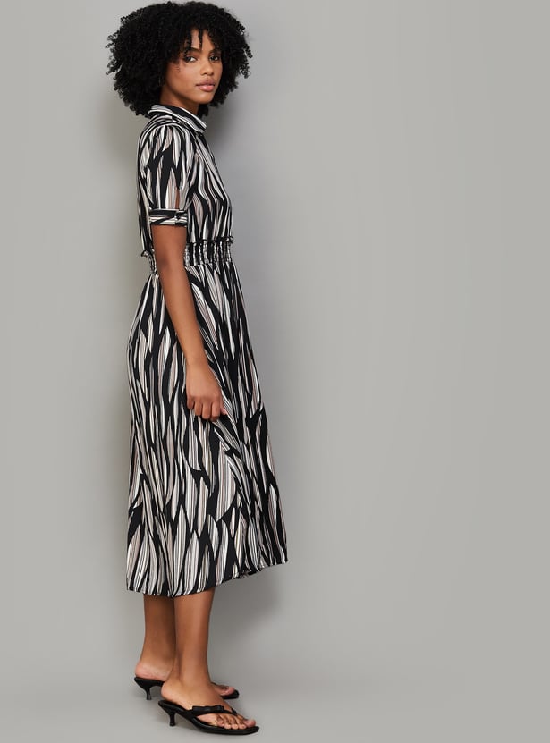 LATIN QUARTERS Striped Smocked Midi Dress