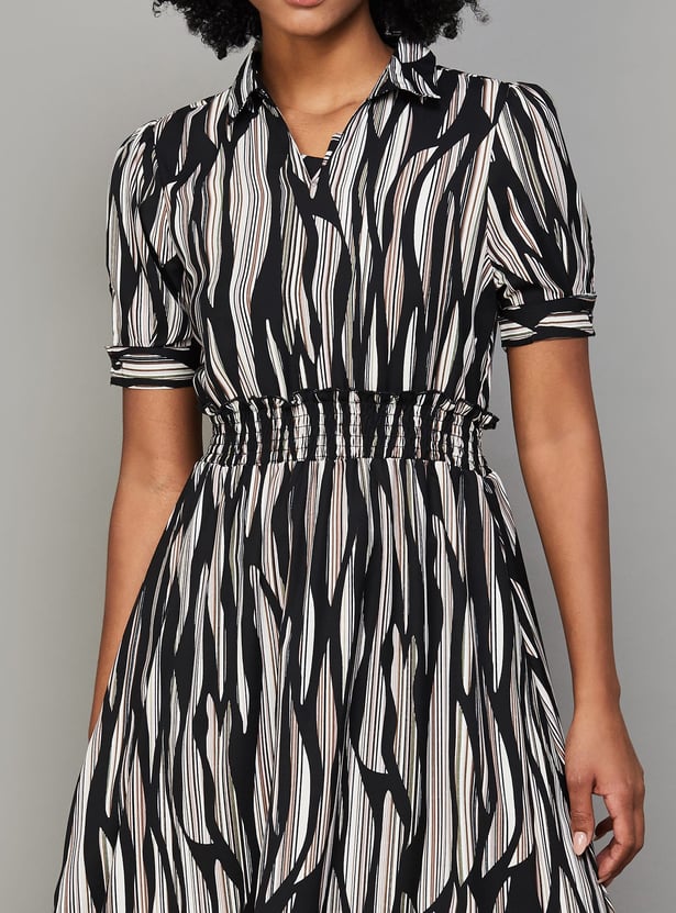 LATIN QUARTERS Striped Smocked Midi Dress