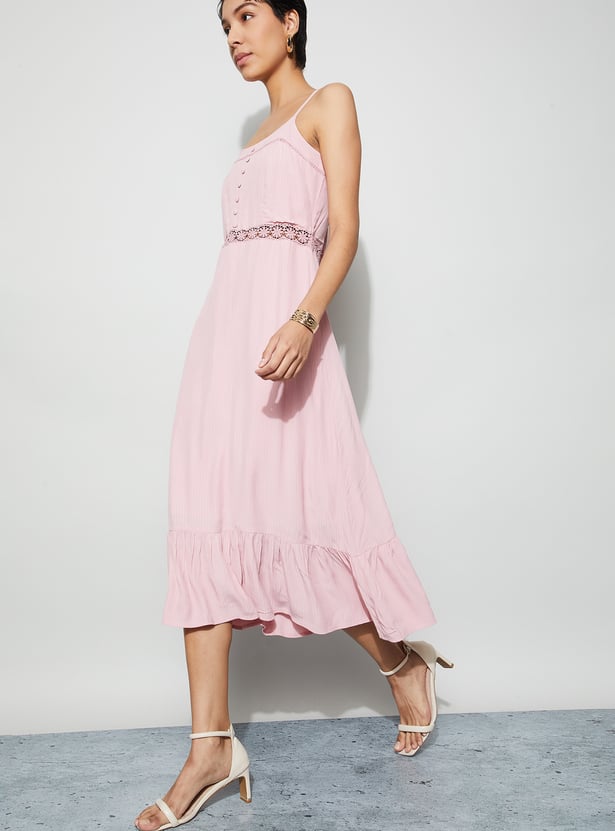CODE Lace Detail Midi Dress