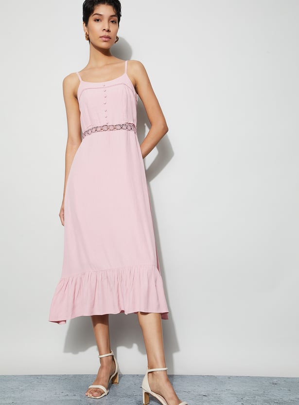 CODE Lace Detail Midi Dress