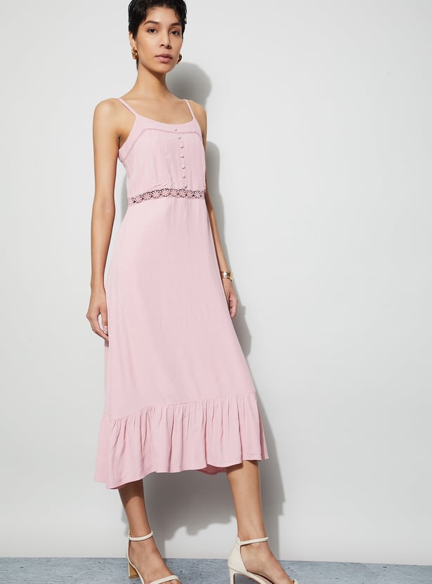 CODE Lace Detail Midi Dress