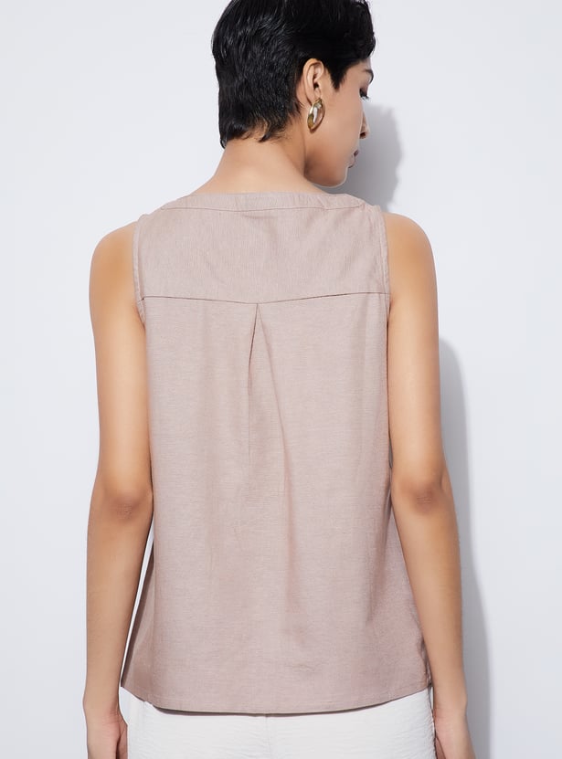 CODE Embroidered V-Neck Top