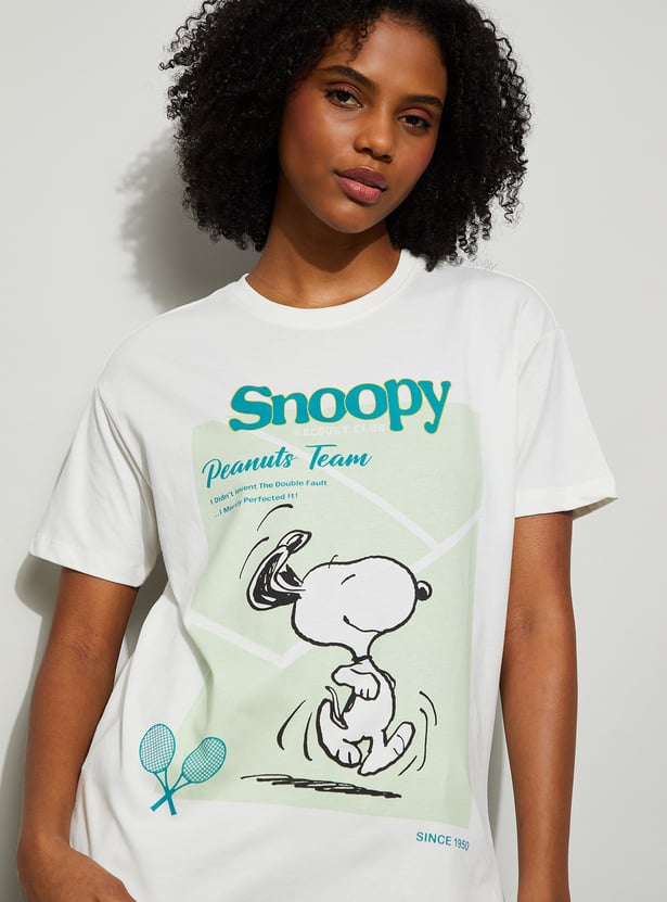 GINGER Snoopy Print T-shirt