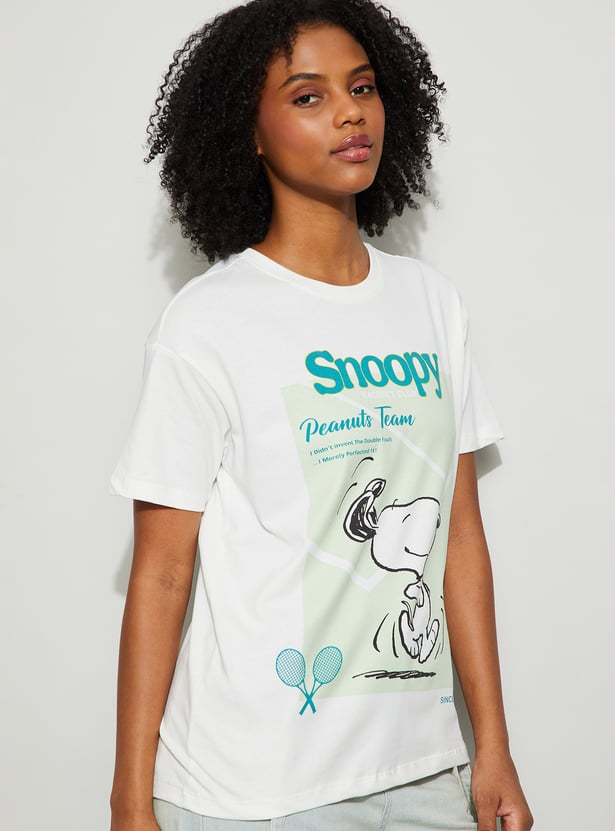 GINGER Snoopy Print T-shirt