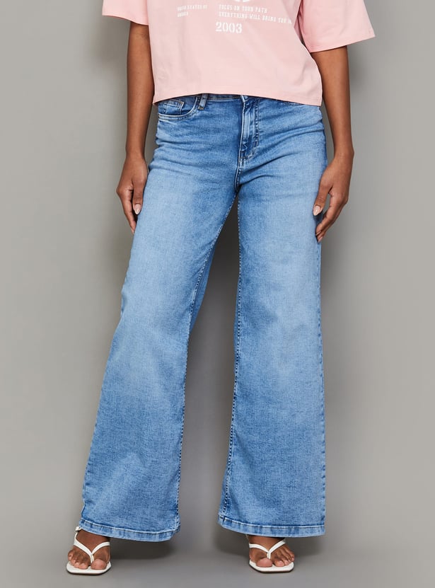 KRAUS Mid Wash Wide Leg Jeans