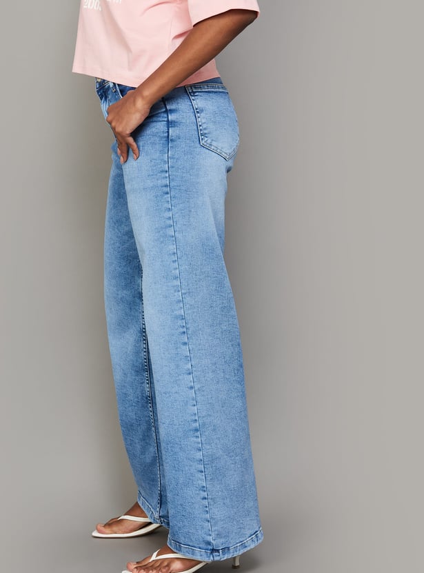 KRAUS Mid Wash Wide Leg Jeans