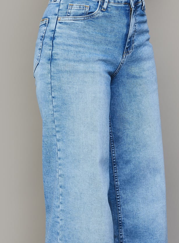 KRAUS Mid Wash Wide Leg Jeans