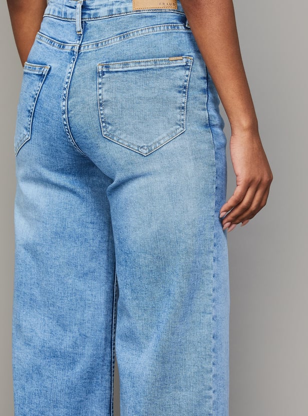 KRAUS Mid Wash Wide Leg Jeans