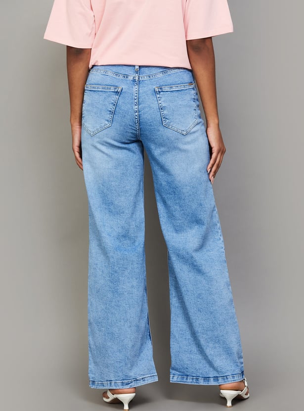 KRAUS Mid Wash Wide Leg Jeans