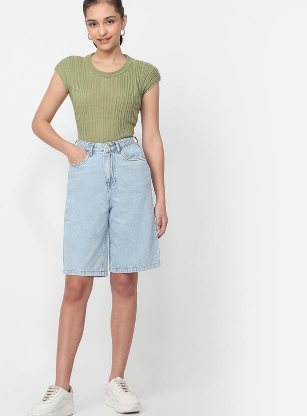 KRAUS High-Rise Denim Shorts