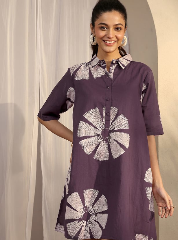 LIBAS Floral Print Collared Dress