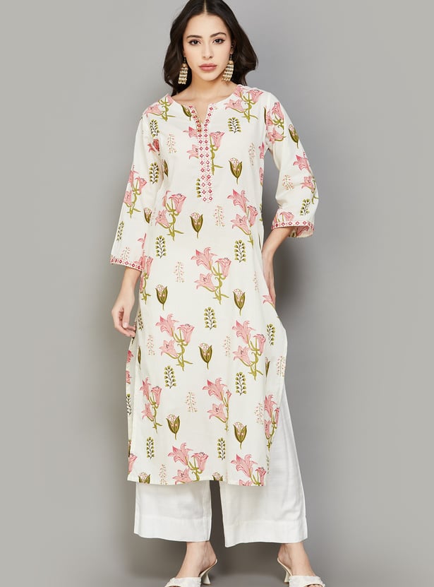 LIBAS Floral Print Straight Kurta