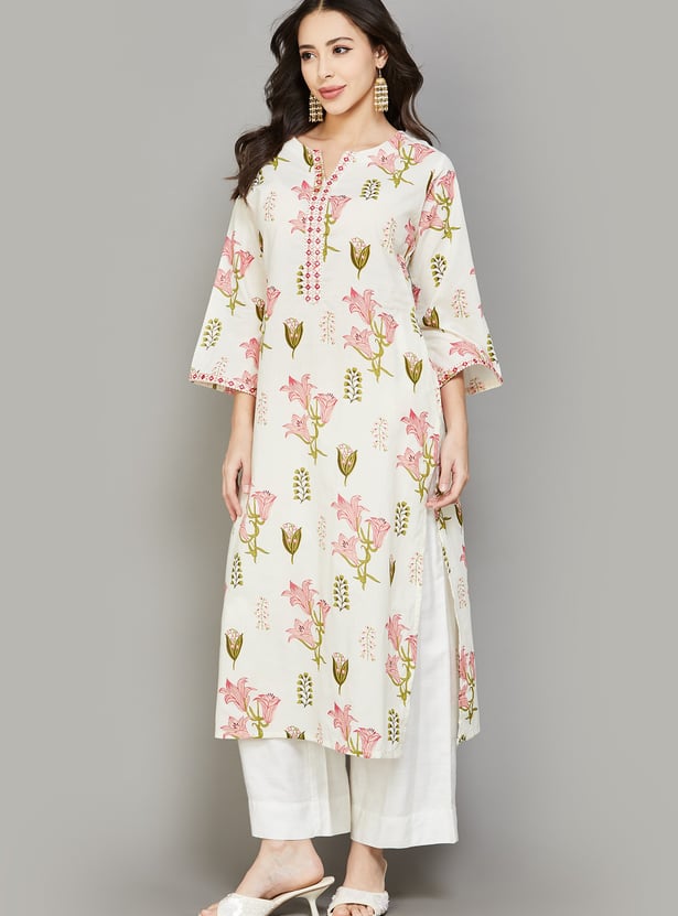 LIBAS Floral Print Straight Kurta