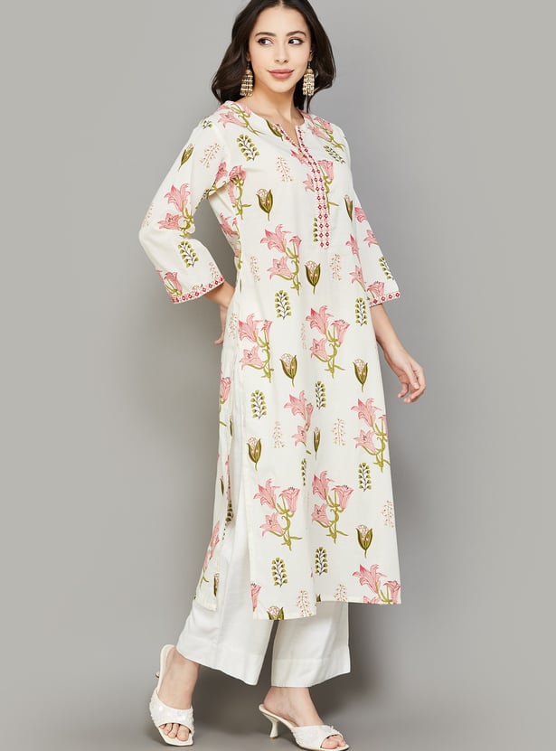 LIBAS Floral Print Straight Kurta