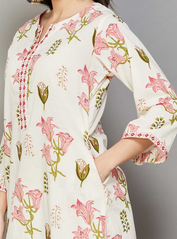 LIBAS Floral Print Straight Kurta