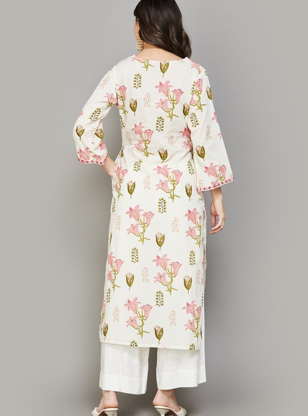 LIBAS Floral Print Straight Kurta