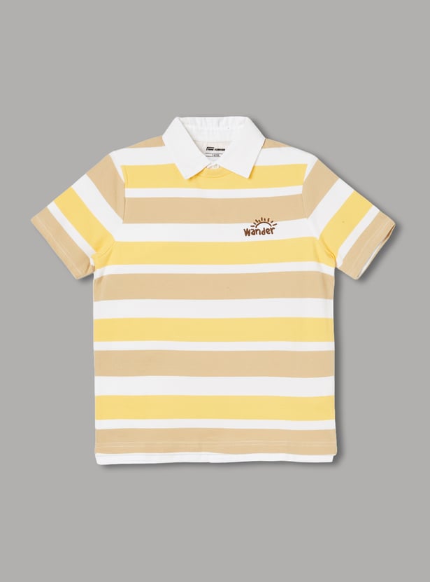 FAME FOREVER Boys Striped Polo T-shirt