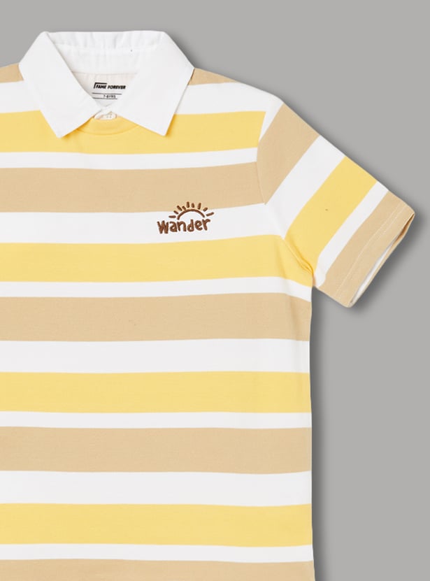 FAME FOREVER Boys Striped Polo T-shirt