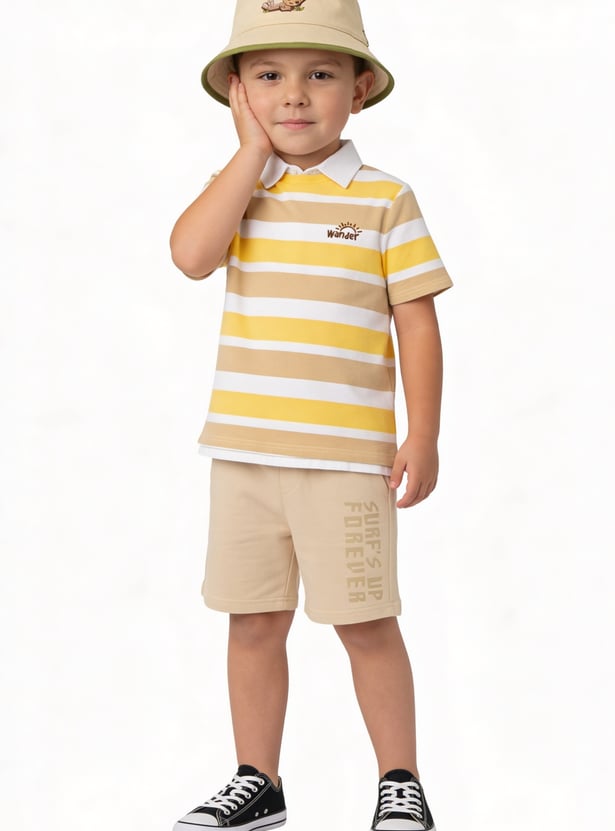 FAME FOREVER Boys Striped Polo T-shirt