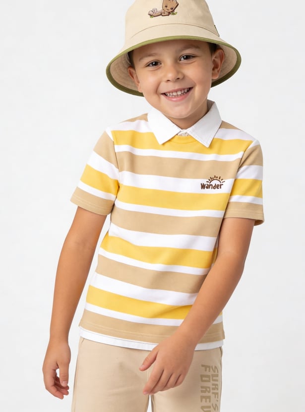 FAME FOREVER Boys Striped Polo T-shirt