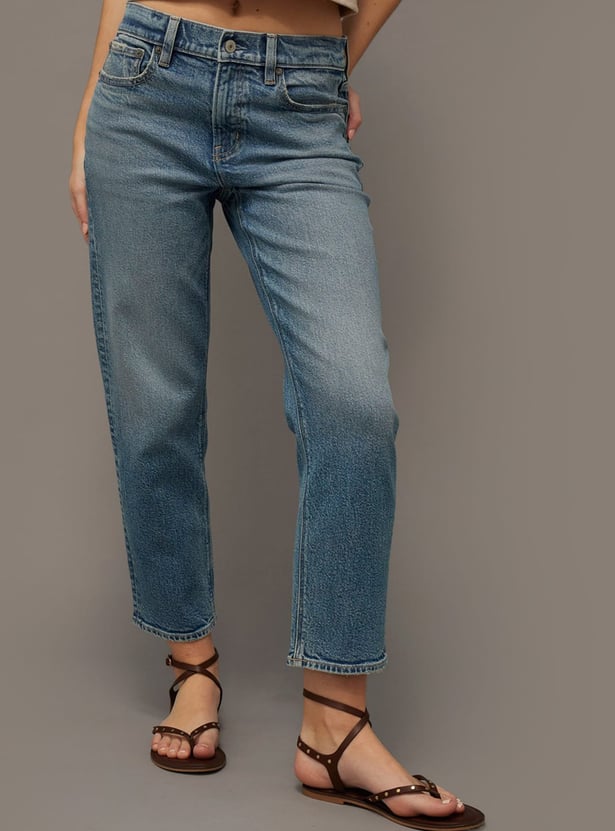 AMERICAN EAGLE Solid Straight Fit Jeans