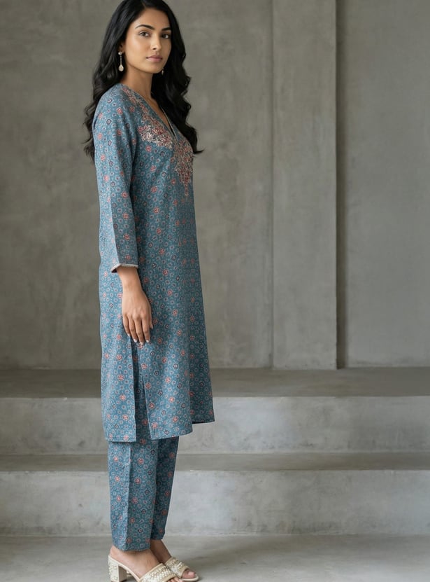 W Printed Straight Kurta Set