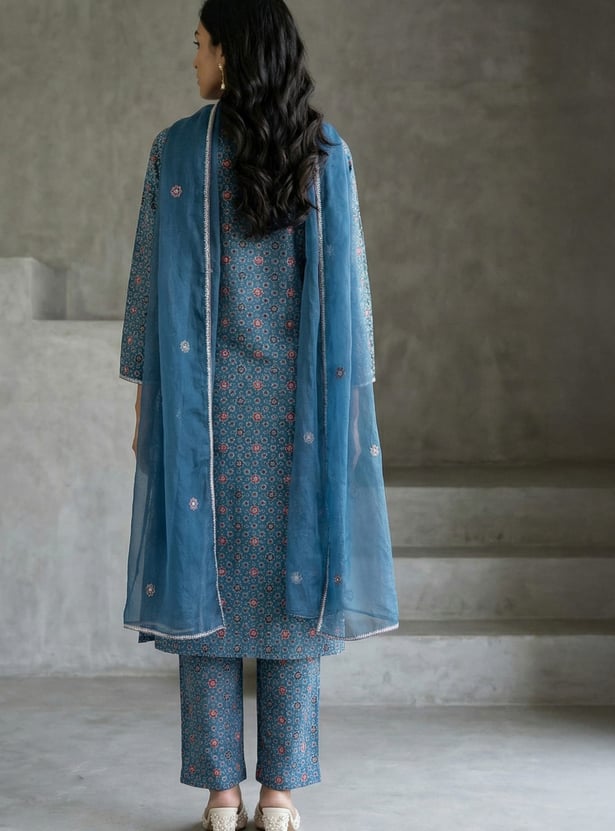 W Printed Straight Kurta Set
