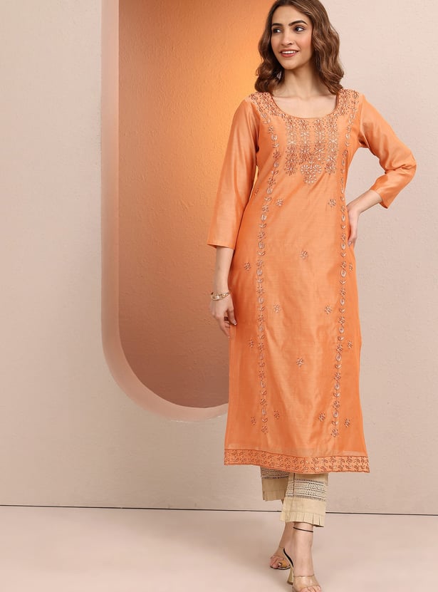 LIBAS Embroidered Straight Kurta