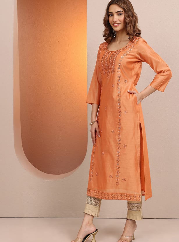 LIBAS Embroidered Straight Kurta