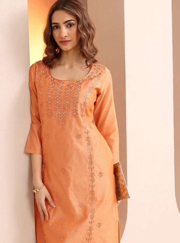 LIBAS Embroidered Straight Kurta